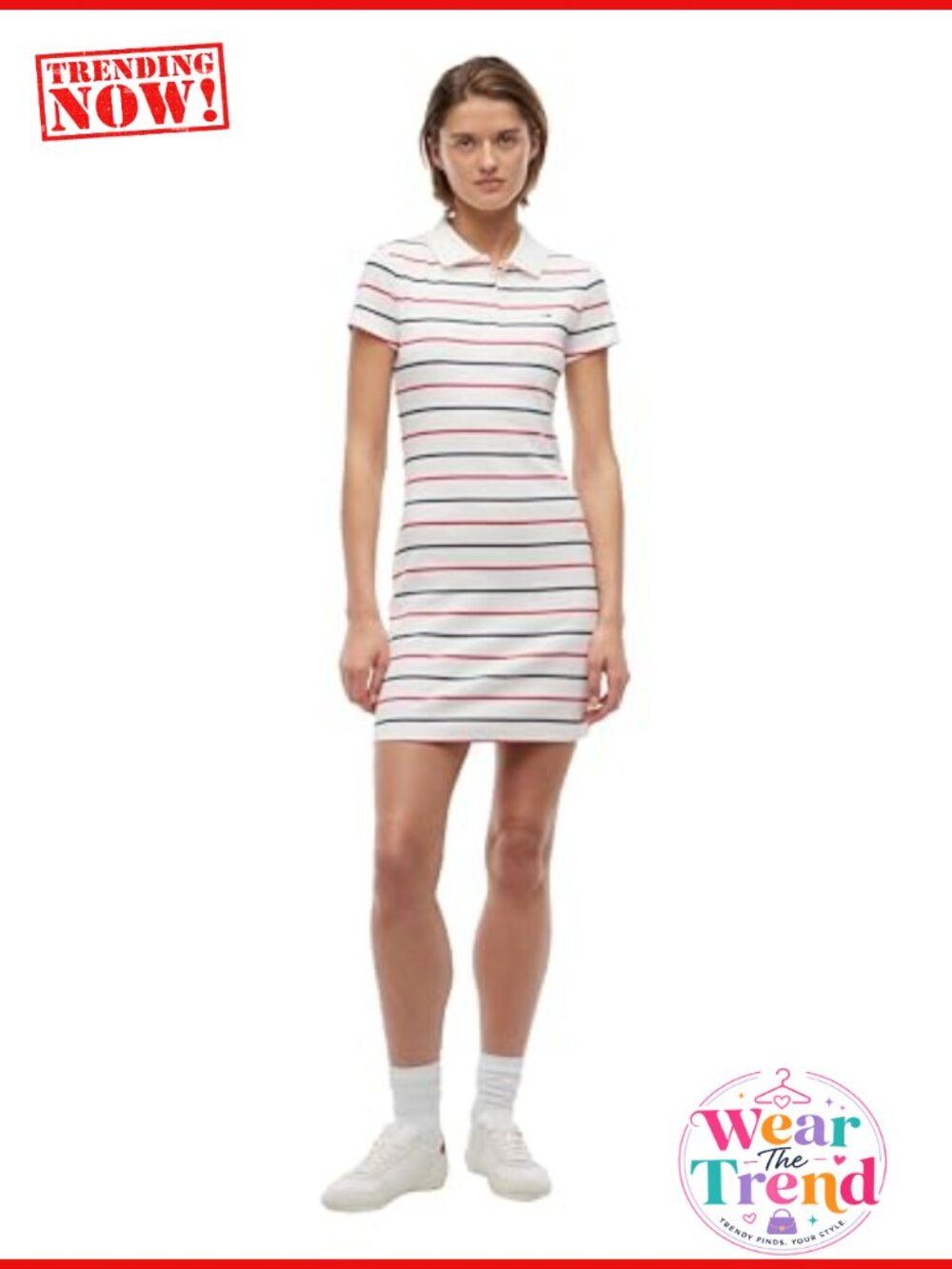 Ribbed Cotton Stretch Polo Mini Dress Short Sleeve Casual Bodycon